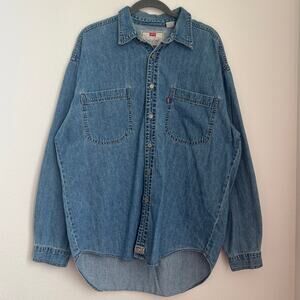 Vintage Levi's Red Tab Denim Button-Down Shirt L Western Cowboy Core Workwear